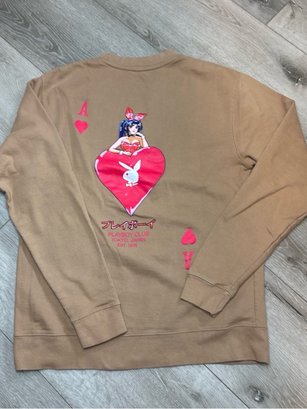 PLAYBOY Brown Crewneck Sweatshirt with Red Bunny Logo